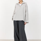 LR Perle 10 Quarter Zip Jumper - Rock Grey