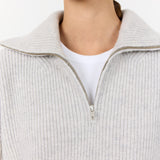 LR Perle 10 Quarter Zip Jumper - Rock Grey
