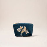 Botanical Birds Coin Purse - Ink Blue