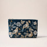 Botanical Birds Everyday Pouch - Ink Blue