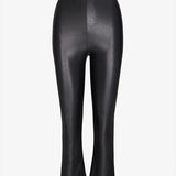 Faux Leather Crop Flare - Black