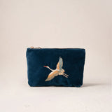 Cranes Mini Pouch - Ink Blue