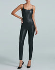 Commando Faux Leather Cami Catsuit - Black