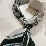Square Neck Scarf - Green Flower