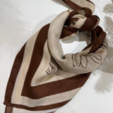 Square Neck Scarf - Brown Flower