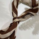 Square Neck Scarf - Brown Flower