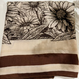 Square Neck Scarf - Brown Flower