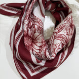 Square Neck Scarf - Red Flower