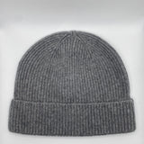 Wool & Cashmere Fine Ribbed Hat - Grey