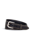 Village Leathers Stitched 1 1/8" Belt - Black/Silver