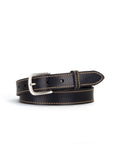 Village Leathers Stitched 1 1/8" Belt - Black/Silver