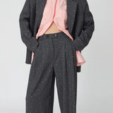 Rhinestone Suiting Trousers - Melange Grey