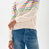 Stripe Block Crew Jumper - Cream/Multi