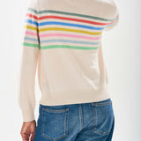 Stripe Block Crew Jumper - Cream/Multi