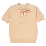 Ribbed Pointelle Tee Jumper - Macaroon