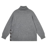 Boyfriend Button Roll Collar Jumper - Cloudy