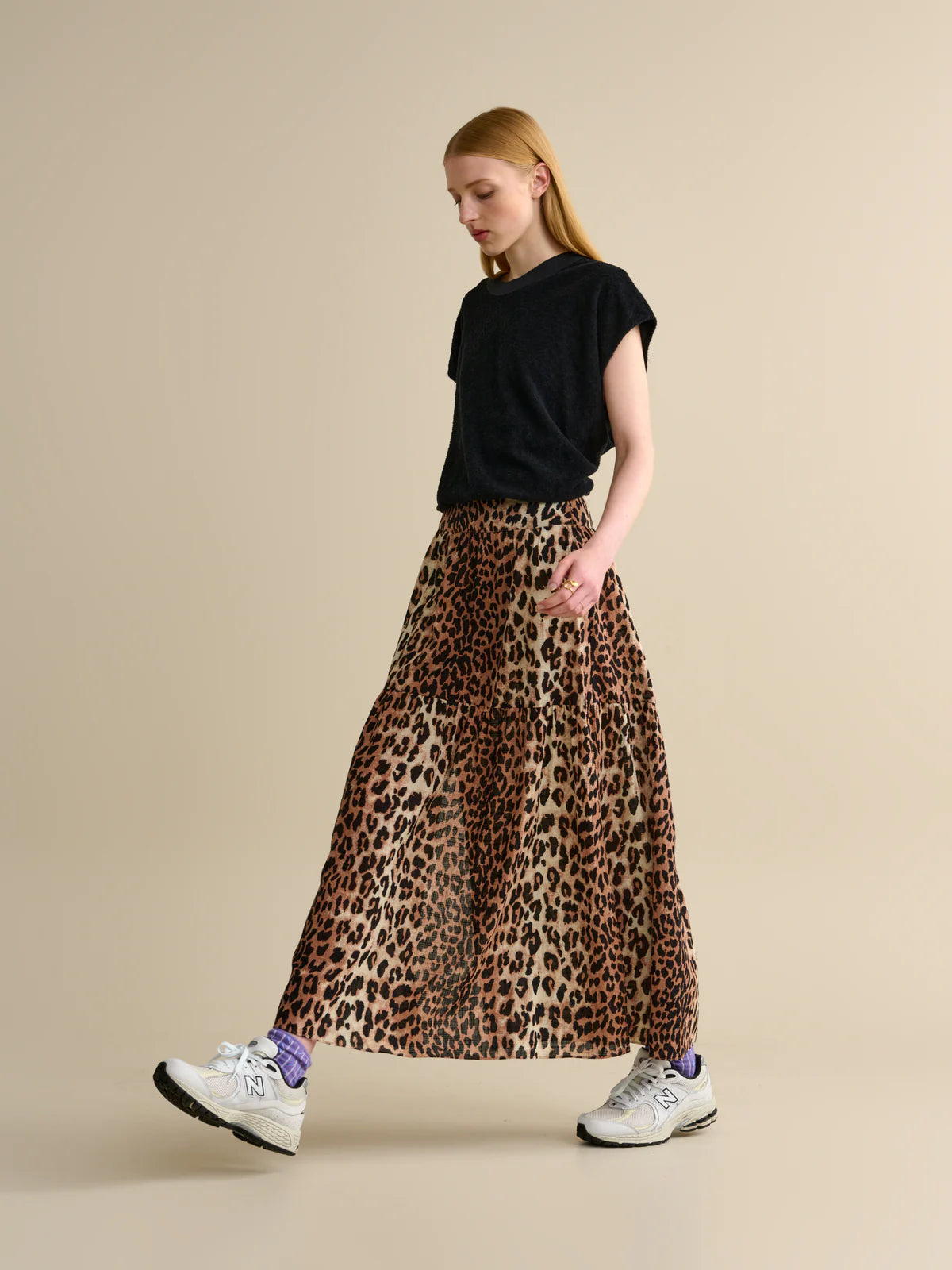 Ganni leopard print sales pleated maxi skirt