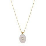Oval Stone Pendant Necklace - Opal