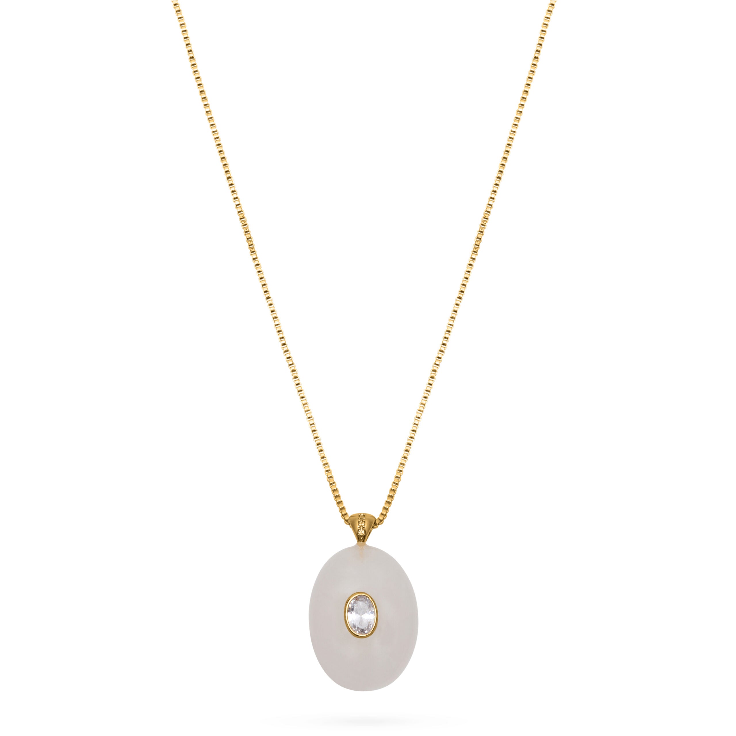 Oval Stone Pendant Necklace - Opal