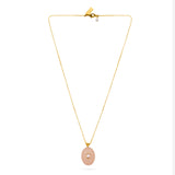 Oval Stone Pendant Necklace - Pink Jade