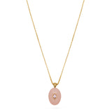 Oval Stone Pendant Necklace - Pink Jade