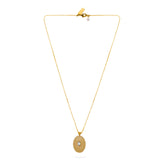 Oval Stone Pendant Necklace - Green Jade
