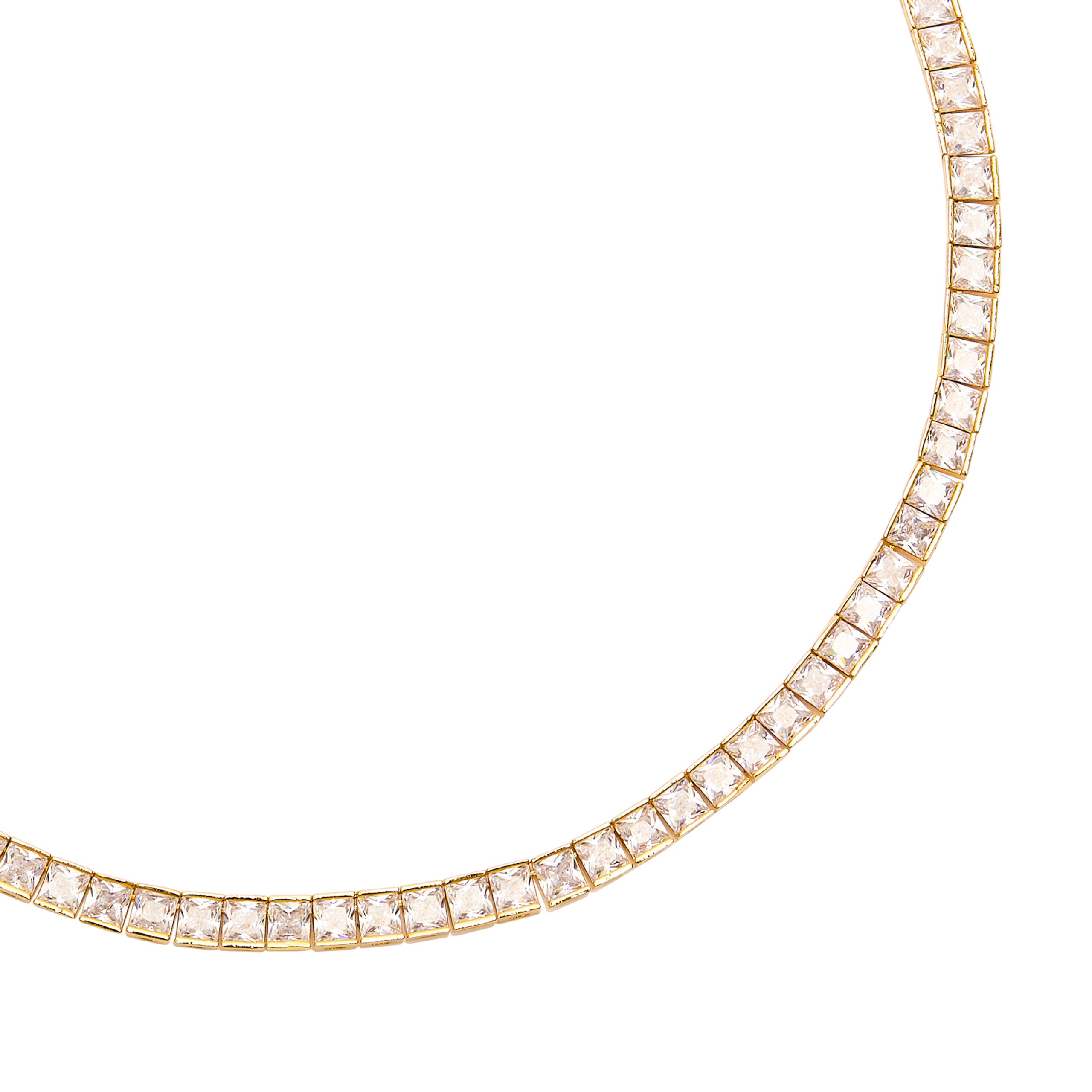 Tennis Square Necklace - CZ