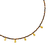 Beaded necklace with CZ drop - Tiger's Eye