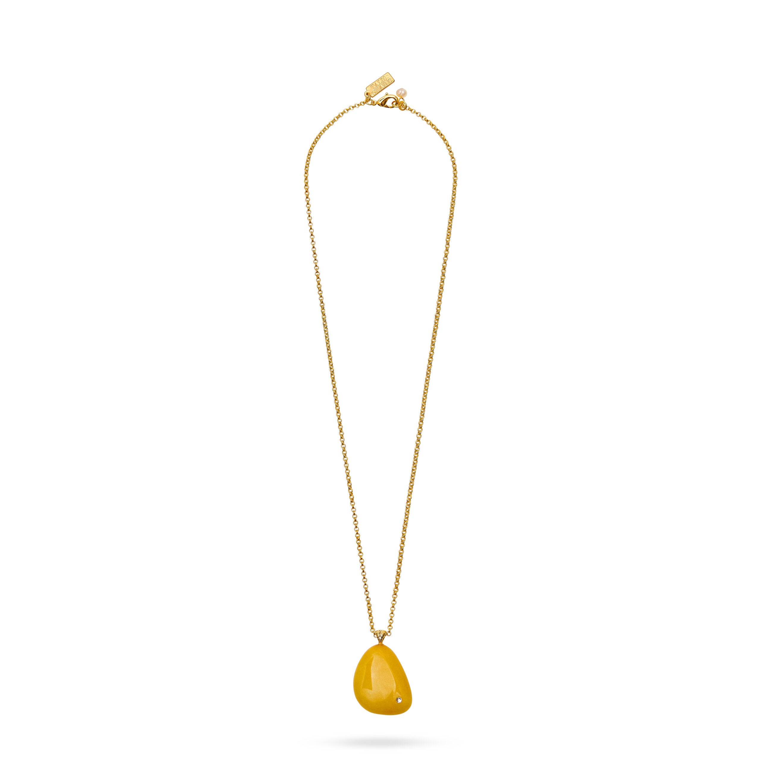 Rock Stone Pendant Necklace - Mustard