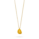 Rock Stone Pendant Necklace - Mustard