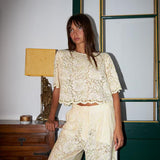 Delicate Lace Crop Top - Vanilla