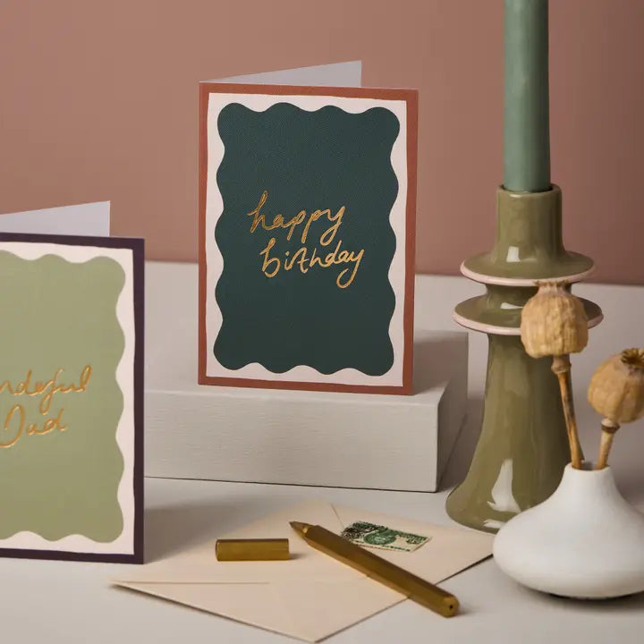 Happy Birthday Foil Card - Dark Green