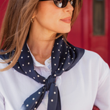 Classic Polka Dot Scarf – Navy