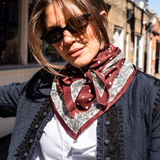 Polka Dot Paisley Border Scarf – Wine Red