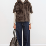Leonie Faux Fur Cape - Brown