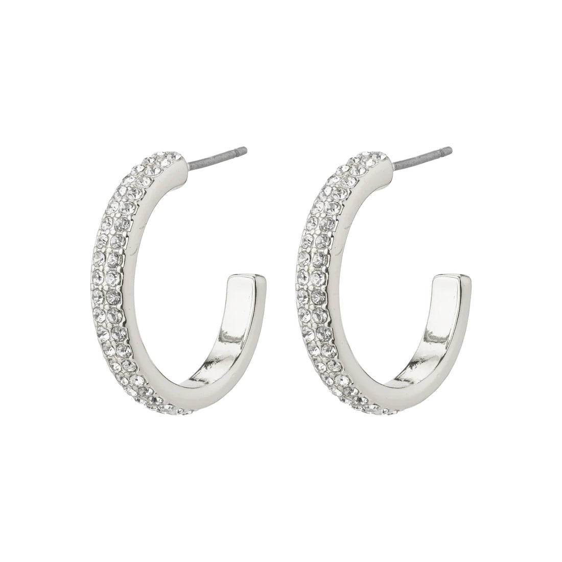 Pilgrim Heat Crystal Hoops - Silver