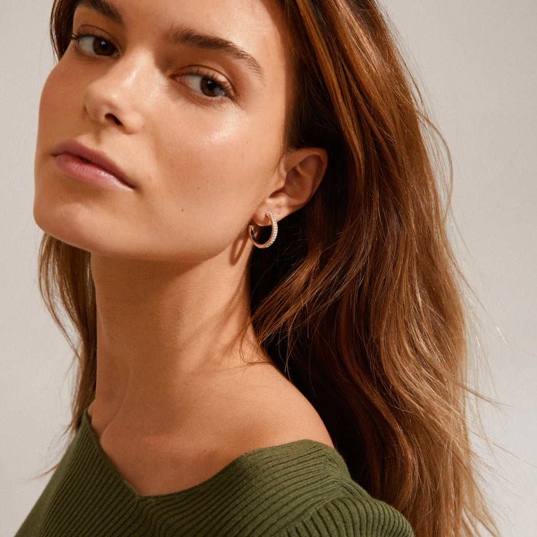 Pilgrim Heat Crystal Hoops - Silver