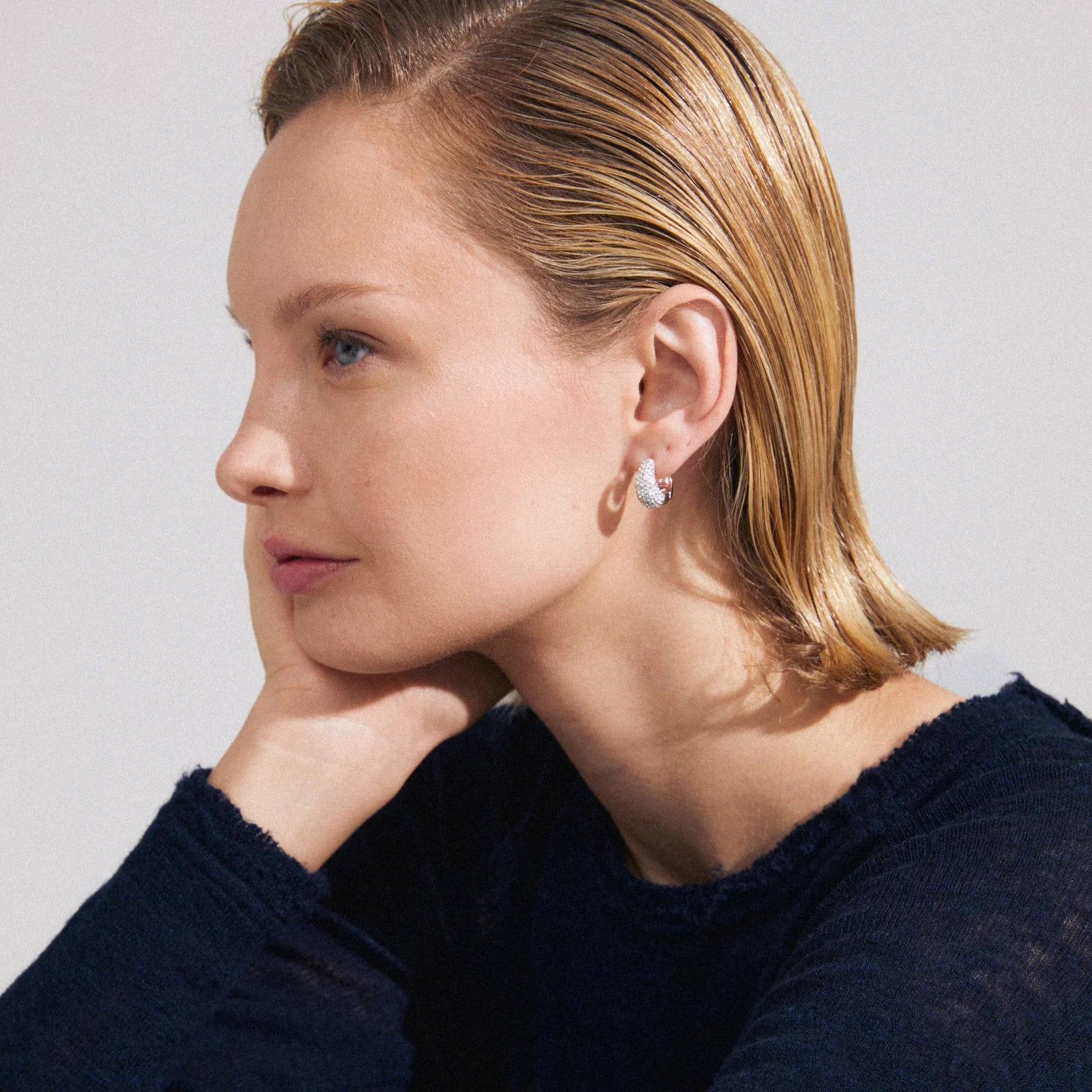 Focus Crystal Earrings - Silver