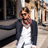 Polka Dot Paisley Border Scarf – Wine Red