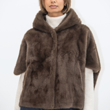 Leonie Faux Fur Cape - Brown
