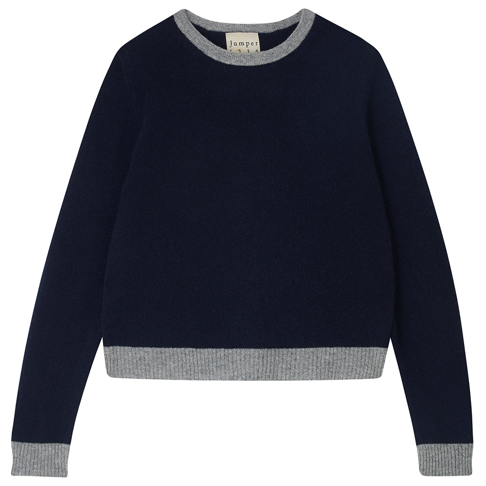 Jumper 1234 Contrast Crew - Navy/Grey
