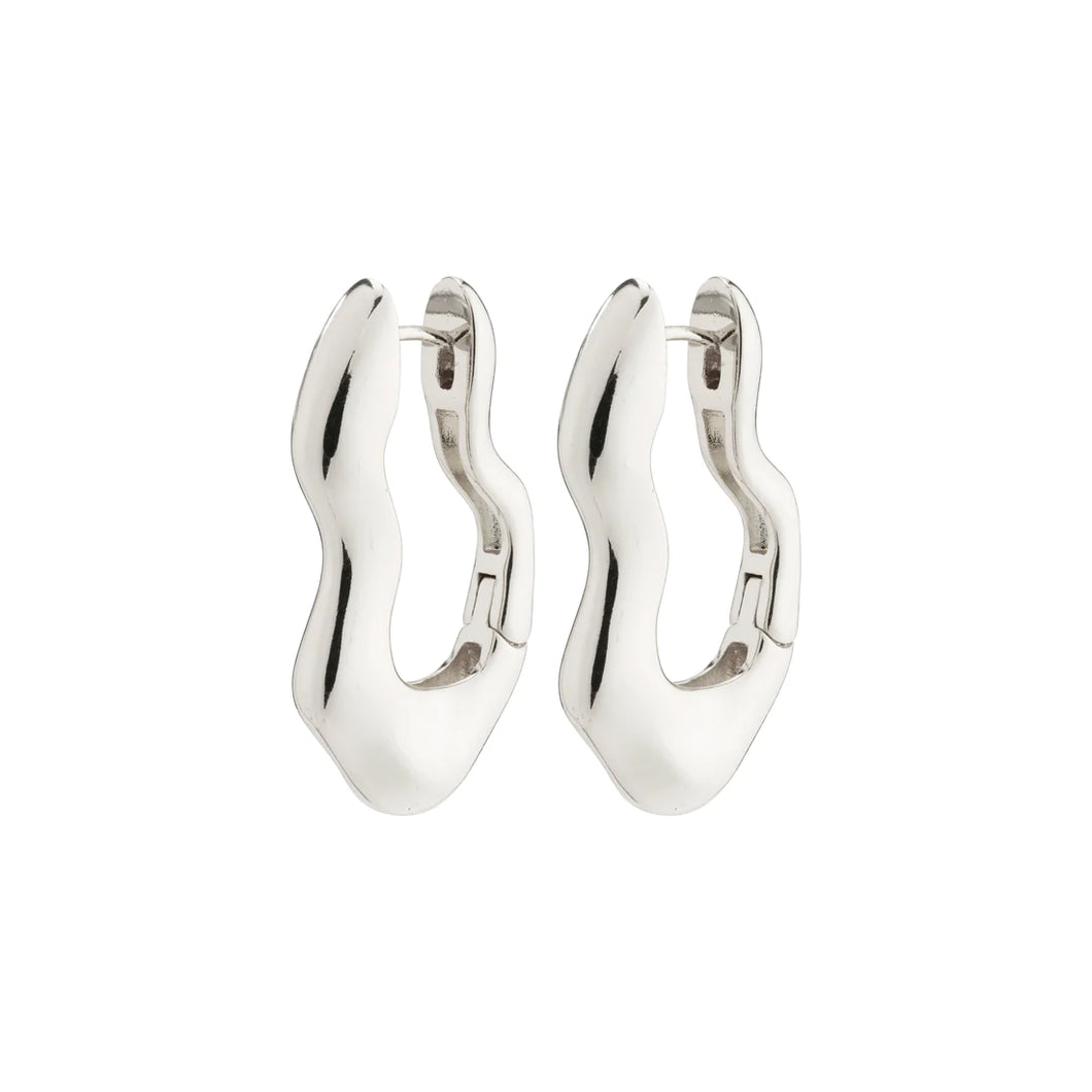 Pilgrim Wave Wavy Earrings - Silver