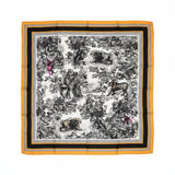 Large Border Mural Scarf - Black/Orange
