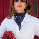 Classic Polka Dot Scarf – Navy