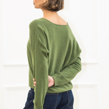 Camilla V-neck Jumper - Olive Green