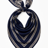 Chevron Border Scarf - Navy