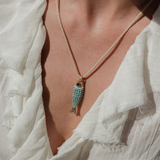 Maridaki Big Fish Necklace - Cream/Mint
