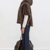 Leonie Faux Fur Cape - Brown