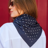 Classic Polka Dot Scarf – Navy