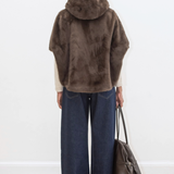 Leonie Faux Fur Cape - Brown